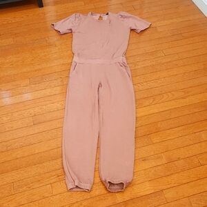 Women's Monrow pastel pink knit jumpsuit.